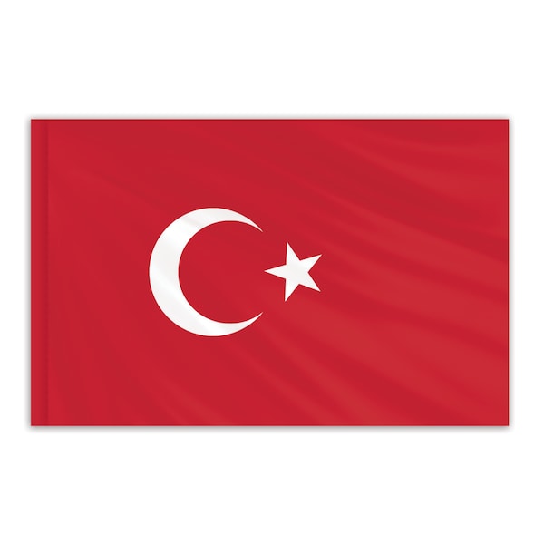 Global Flags Unlimited Turkey Indoor Nylon Flag 5'x8' with Gold Fringe 203142F